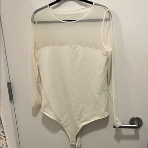 Abercrombie & Fitch White Long Sleeve Mesh Crew Bodysuit XL NWT